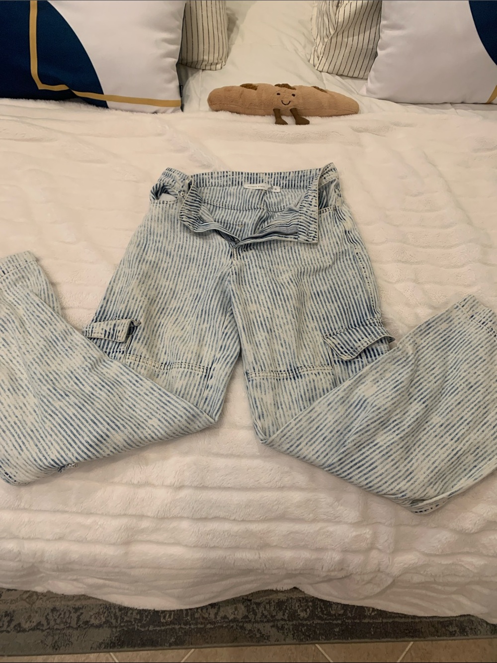 Altar'd State Light Blue Striped Wide-Leg Jeans